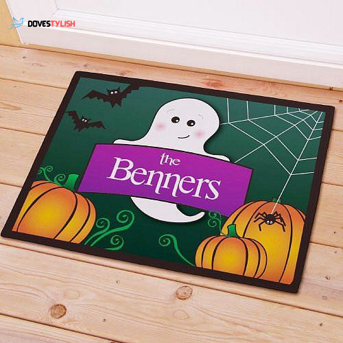 Friendly Ghost Personalized Halloween Welcome Doormat Home Decor 2024