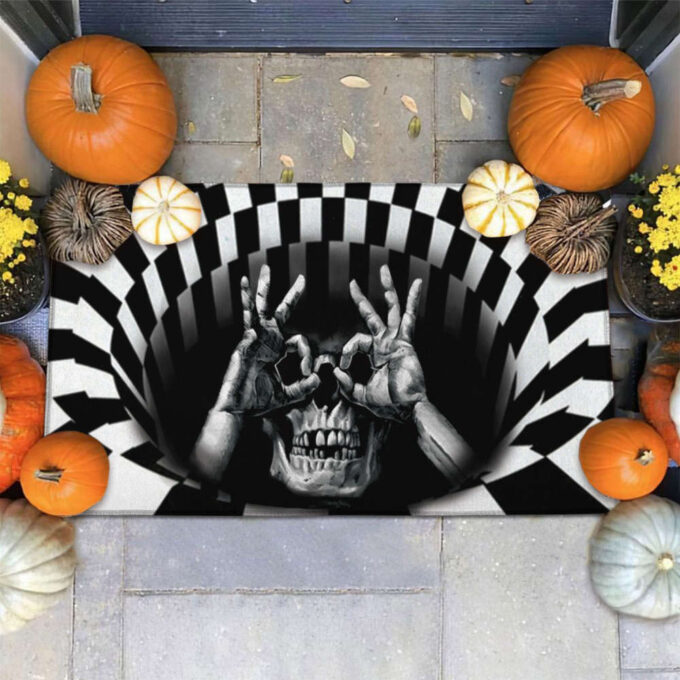 FUNNY SKULL ILLUSION DOORMAT