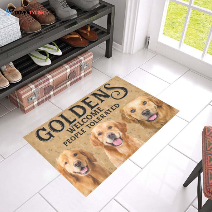 Golden Retrievers Welcome People Tolerated Doormat | Welcome Mat | House Warming Gift