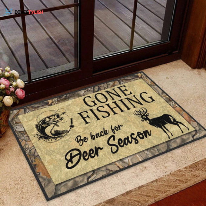 Gone Fishing Be Back For Deer Season Indoor And Outdoor Doormat Warm House Gift Welcome Mat Birthday Gift For Hunting Lovers