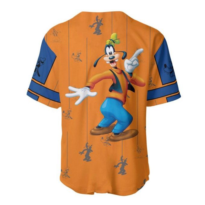 Goofy Dog Orange Blue Stripes Patterns Disney Unisex Cartoon Casual Outfits Custom Baseball Jersey Gift for Men Dad