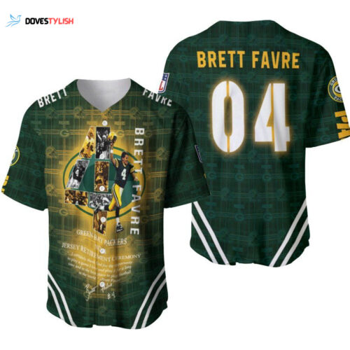 Green Bay Packers Brett Favbre 4 Retirement Ceremony Legendary Captain Designed Allover Gift For Packers Fans Baseball Jersey