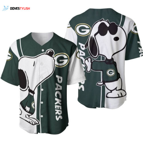 Green Bay Packers Snoopy Lover Printed Baseball Jersey