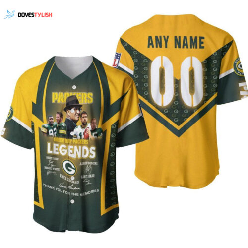 Green Bay Packers Thank You For The Memories Legend Signatures Designed Allover Gift With Custom Name Number For Packers Fans Baseball Jersey