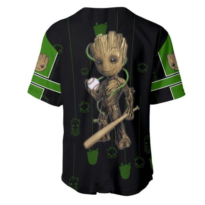 Groot Black Green Patterns Disney Unisex Cartoon Graphics Casual Outfits Custom Baseball Jersey Gift for Men Dad