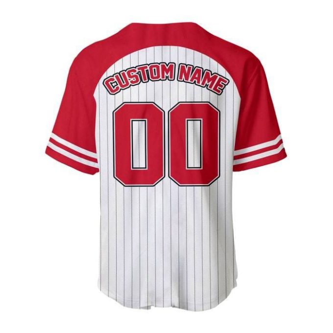 Grumpy Dwarf Striped Red White Unisex Cartoon Graphic Casual Outfit Custom Baseball Jersey Gift for Men Dad