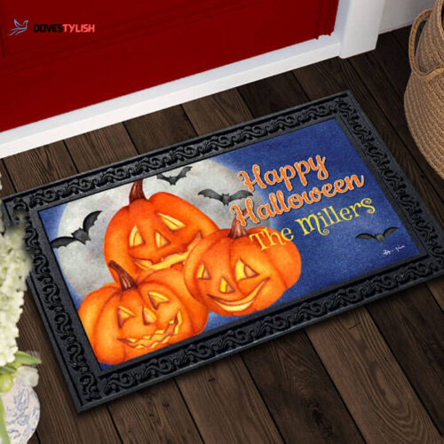 Halloween Happy Jack Olanterns Personalized Doormat Home Decor 2024