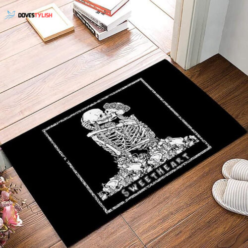 Halloween Rose Skull Personalized Doormat Home Decor 2024