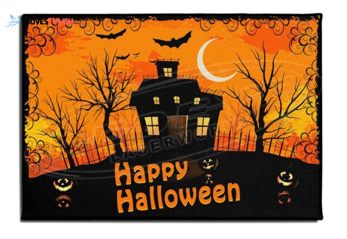 Happy Halloween Font Porch Doormat Home Decor 2024