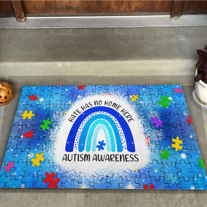 Hate Has No Home Here Autism Awareness Doormat Autism Home Decor Autism Awareness Gift Idea HT