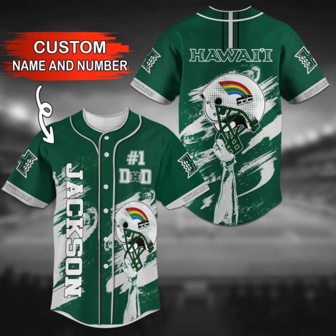 Hawaii Rainbow Warriors Personalized Baseball Jersey Gift for Men Dad
