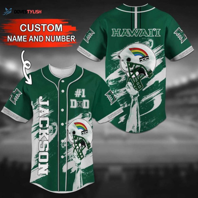 Hawaii Rainbow Warriors Personalized Baseball Jersey Gift for Men Dad