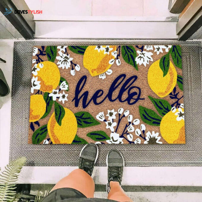 Hello Lemon Doormat Welcome Mat Housewarming Gift Home Decor Funny Doormat Gift Idea For Lemon Lovers Gift For Friend Gift For Family