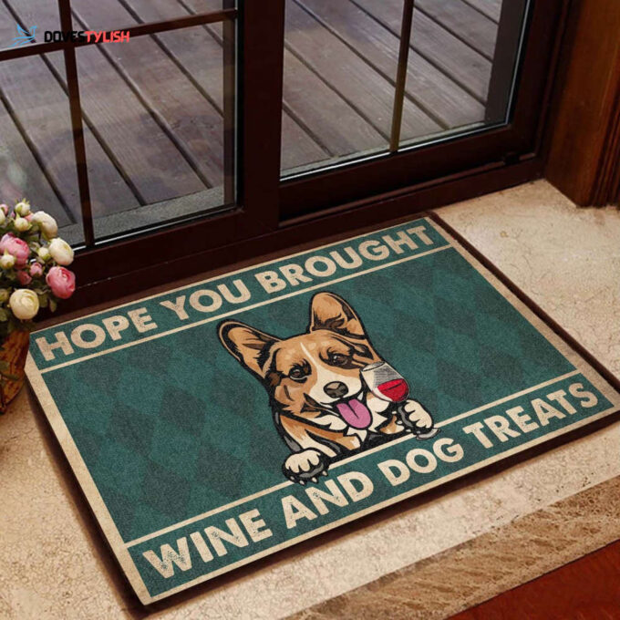 Hope You Brought Corgi And Dog Treats Doormat Gift For Corgi Dog lovers Gift For Friend Family Home Decor Warm House Gift Welcome Mat