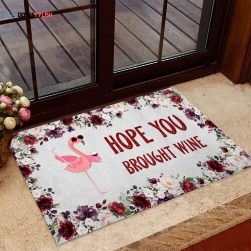 Hope You Brought Wine Flamingo Doormat Welcome Mat House Warming Gift Home Decor Funny Doormat Gift Idea Gift For Friend Birthday Gift
