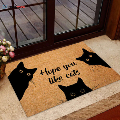 Hope you like cat Black cat Doormat | Welcome Mat | House Warming Gift