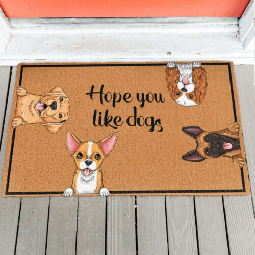 Hope You Like Dogs – Personalized Doormat – Funny, Home Decor Gift For Dog Mom, Dog Dad