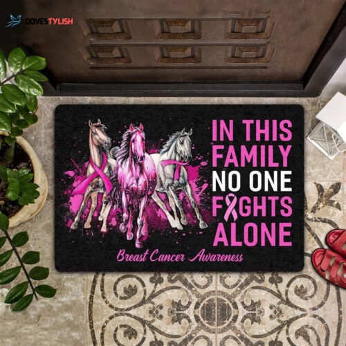 Horse Breast Cancer Awareness Easy Clean Welcome DoorMat