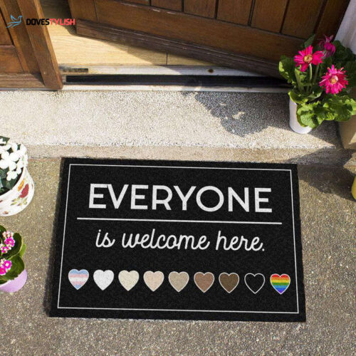 Human Right Doormat, Everyone Is Welcome Here Rug, Housewarming Gift, LGBTQ+ Family Welcome Mat, Black Lives Matter Doormat, Pride Doormat