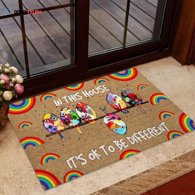 In This House Its OK To Be Different LGBT Easy Clean Welcome DoorMat