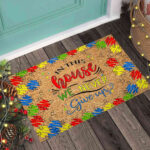 In This House We Never Give Up Puzzle Autism Awareness Doormat Autism Home Decor Autism Awareness Gift Idea HT