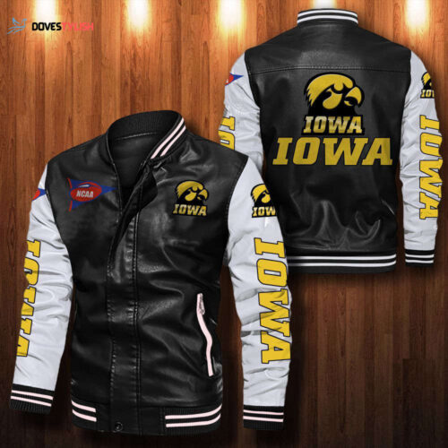 Iowa Hawkeyes Leather Bomber Jacket
