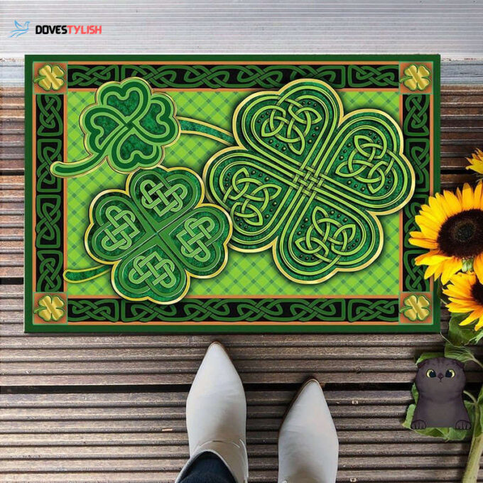 Irish Celtic Shamrocks St. Patrick’s Day Doormat St. Patrick Day Home Decor Gift HT