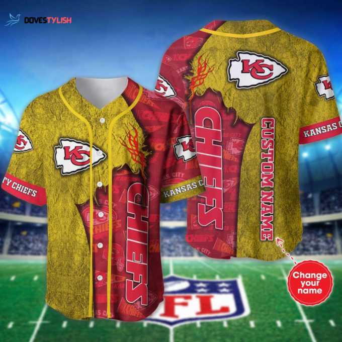 Kansas City Chiefs Personalized Baseball Jersey Gift for Men Dad