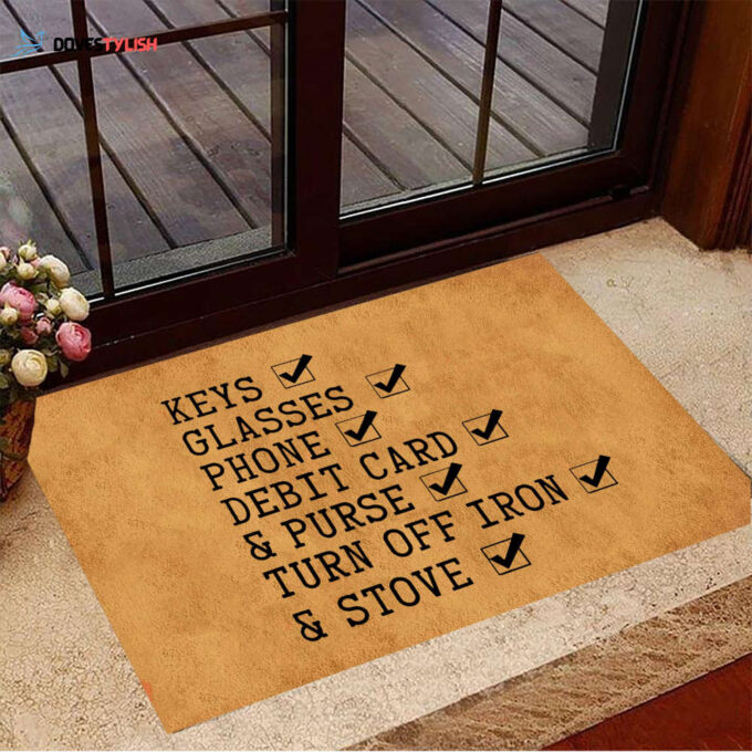 Keys Glasses Bottom Funny Indoor And Outdoor Doormat Warm House Gift Welcome Mat Gift For Friend Family
