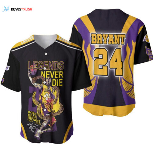 Kobe Bryant 24 Legends Never Die Signed Legendary Captain Los Angeles Lakers Designed Allover Gift For Lakers Fans Baseball Jersey
