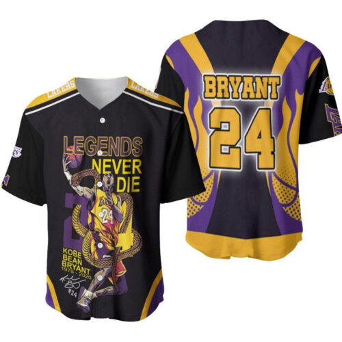 Kobe Bryant 24 Legends Never Die Signed Legendary Captain Los Angeles Lakers Designed Allover Gift For Lakers Fans Baseball Jersey Gift for Men Dad