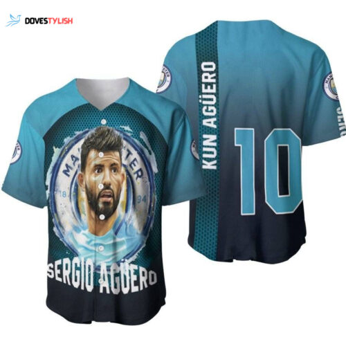 Kun Aguero 10 Argentine footballer Legend Player Manchester City Designed Allover Gift For Aguero Fans Baseball Jersey