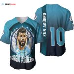 Kun Aguero 10 Argentine footballer Legend Player Manchester City Designed Allover Gift For Aguero Fans Baseball Jersey Gift for Men Dad