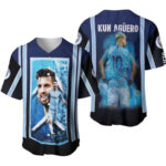 Kun Aguero 10 Manchester City Football Club Blue Designed Allover Gift For Aguero Fans Baseball Jersey