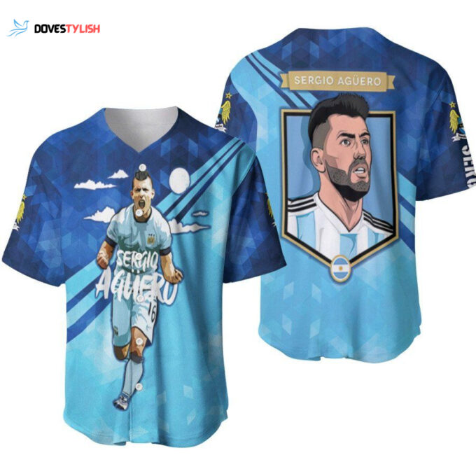 Kun Aguero Score Goals Great Player Manchester City Designed Allover Gift For Aguero Fans Baseball Jersey