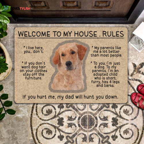 Labrador Doormat Welcome To My House Rules | Welcome Mat | House Warming Gift | Christmas Gift Decor