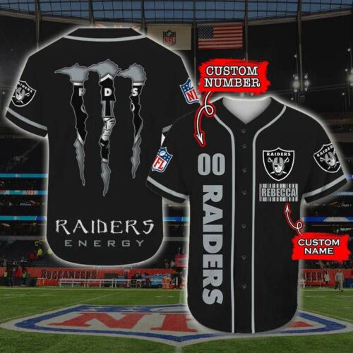 Las Vegas Raiders Personalized Baseball Jersey