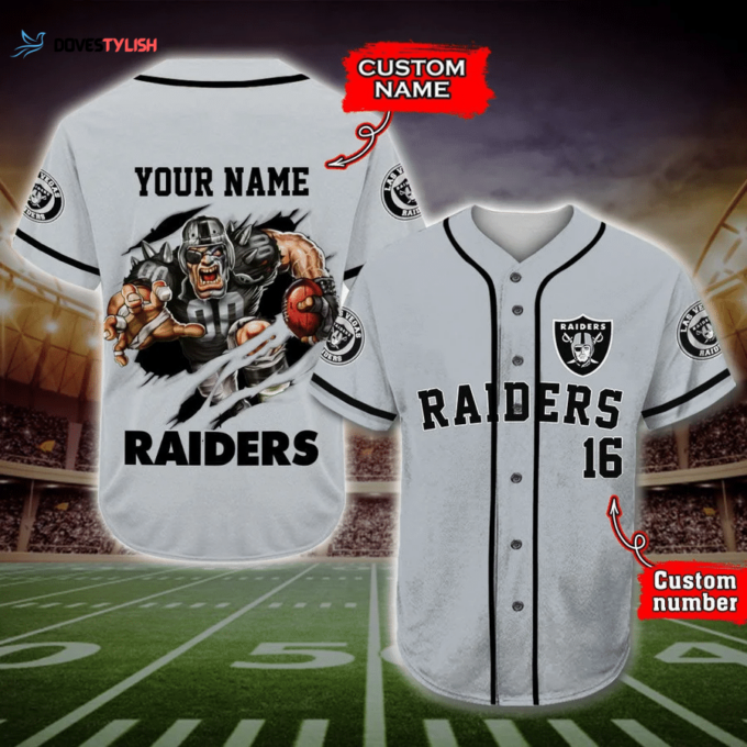 Las Vegas Raiders Personalized Baseball Jersey