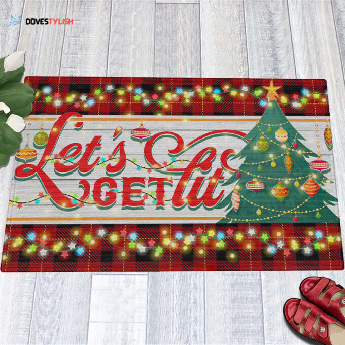 Let’s Get Lit Funny Christmas Doormat