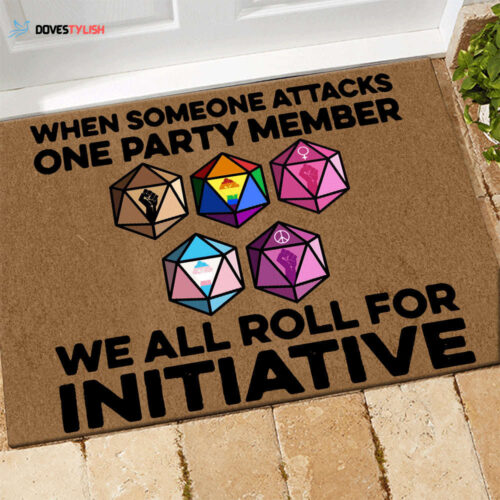 LGBT, Hippie, Feminism, Black, DnD Doormat We All Roll For Initiative Black Lives Matter | Welcome Mat | House Warming Gift | Christmas Gift Decor