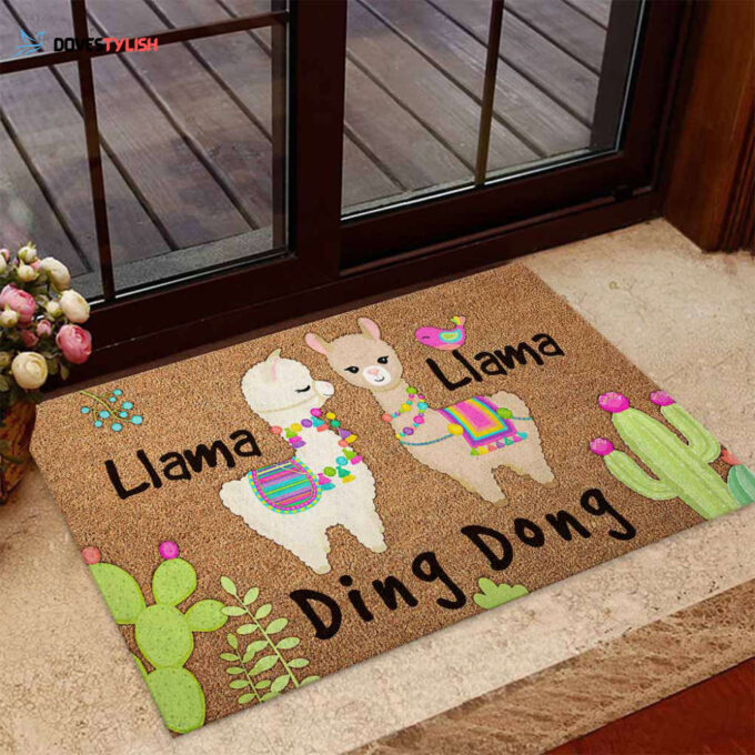 Llama Ding Dong Doormat Welcome Mat Housewarming Gift Home Decor Funny Doormat Gift For Llama Lovers Gift For Friend Birthday Gift