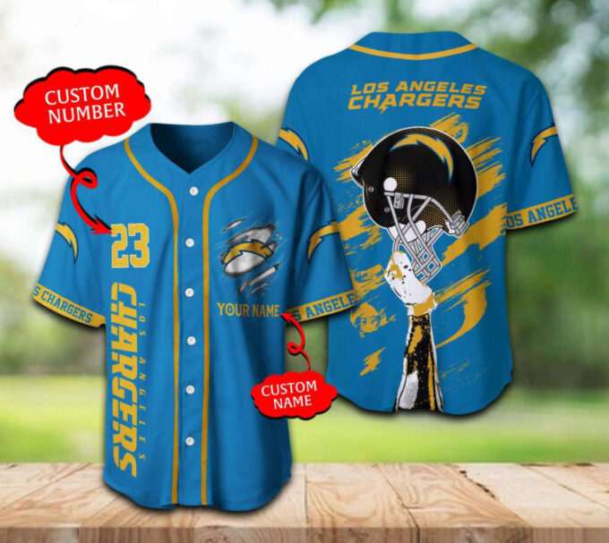 Los Angeles Chargers Baseball Jersey Personalized