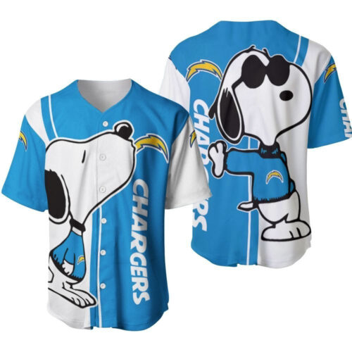 Los Angeles Chargers Snoopy Lover Printed Baseball Jersey
