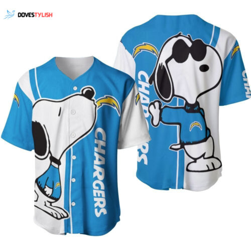 Los Angeles Chargers Snoopy Lover Printed Baseball Jersey Gift for Men Dad