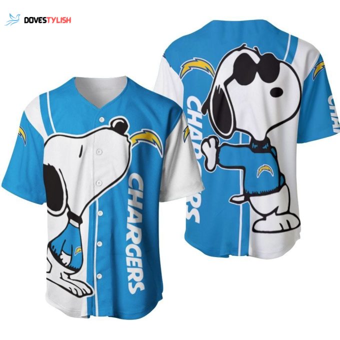 Los Angeles Chargers Snoopy Lover Printed Baseball Jersey Gift for Men Dad