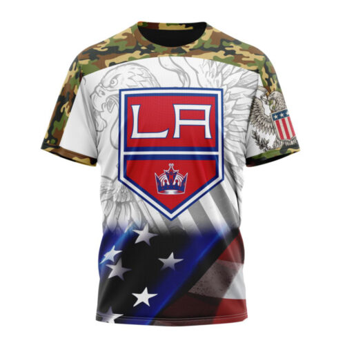 Los Angeles Kings With Our America Eagle Flag Unisex T-Shirt For Fans Gifts 2024
