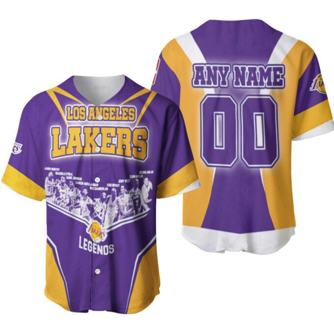 Los Angeles Lakers Legends Forever Champion Team Signatures Designed Allover Gift With Custom Name Number For Lakers Fans Baseball Jersey