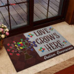 Love Grows Here Autism Awareness Doormat Autism Home Decor Autism Awareness Gift Idea HT