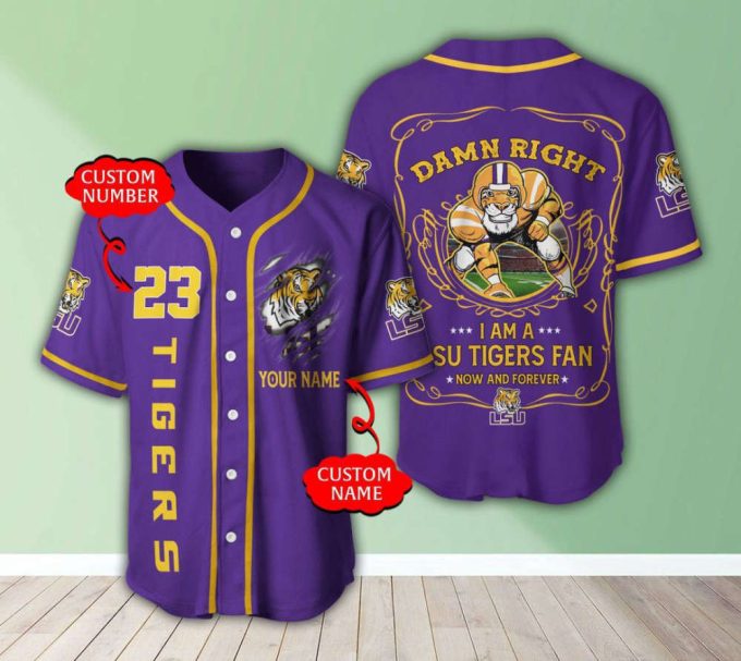LSU Tigers Personalized Baseball Jersey Gift for Men Dad