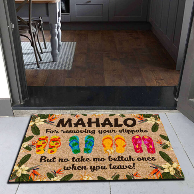 Mahalo For Removing Your Slippahs Doormat For Hawaii Lovers, Perfect For Beach House Warm House Gift Welcome Mat Gift For Travel Lovers